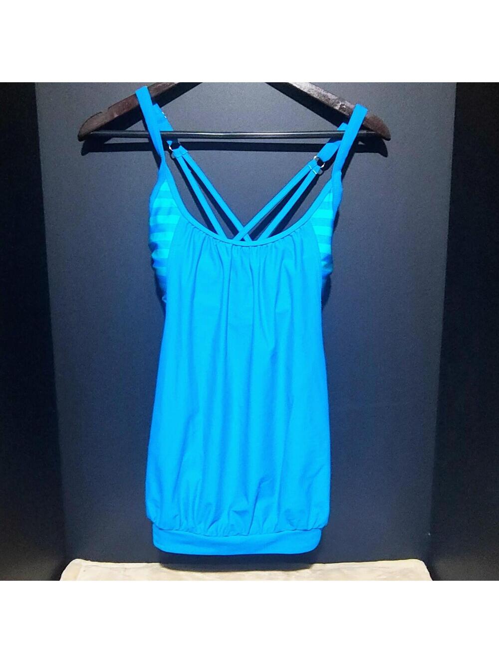 Layered Tank Top in Spry Blue / Twin Stripe Spry Blue. Size M